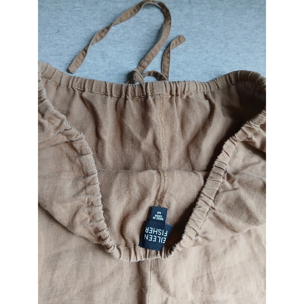Eileen Fisher Pants Medium 100 Linen Wide Leg Beach Resort Lagenlook Pull On - Picture 10 of 12